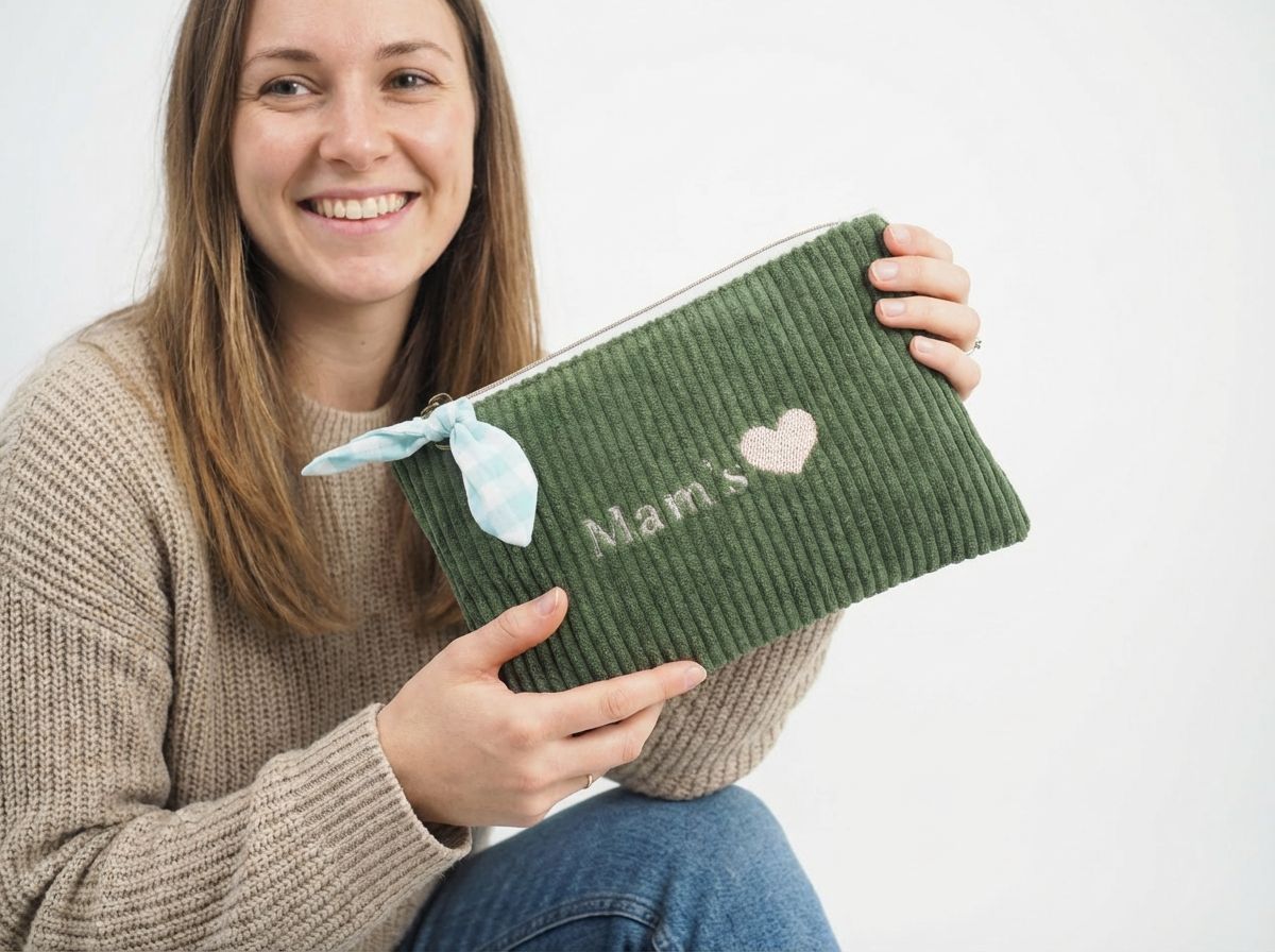 Pochette en velours brodée