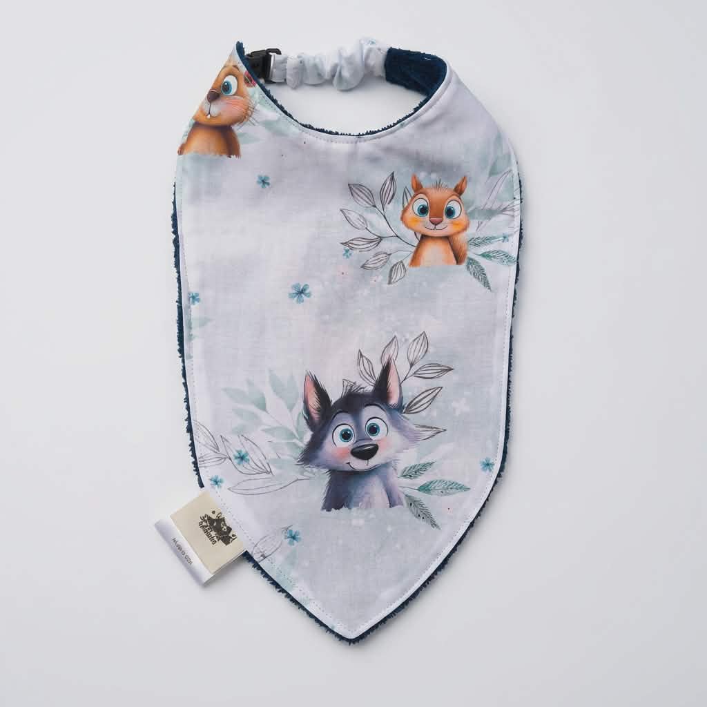 Bavoir bandana bébé – Collection Animaux de la Forêt – 6/12 mois