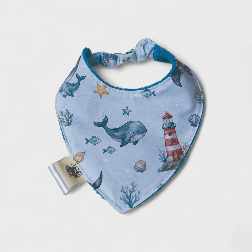 Bavoir bandana bébé – Collection Océan & Baleines – 0/6 mois