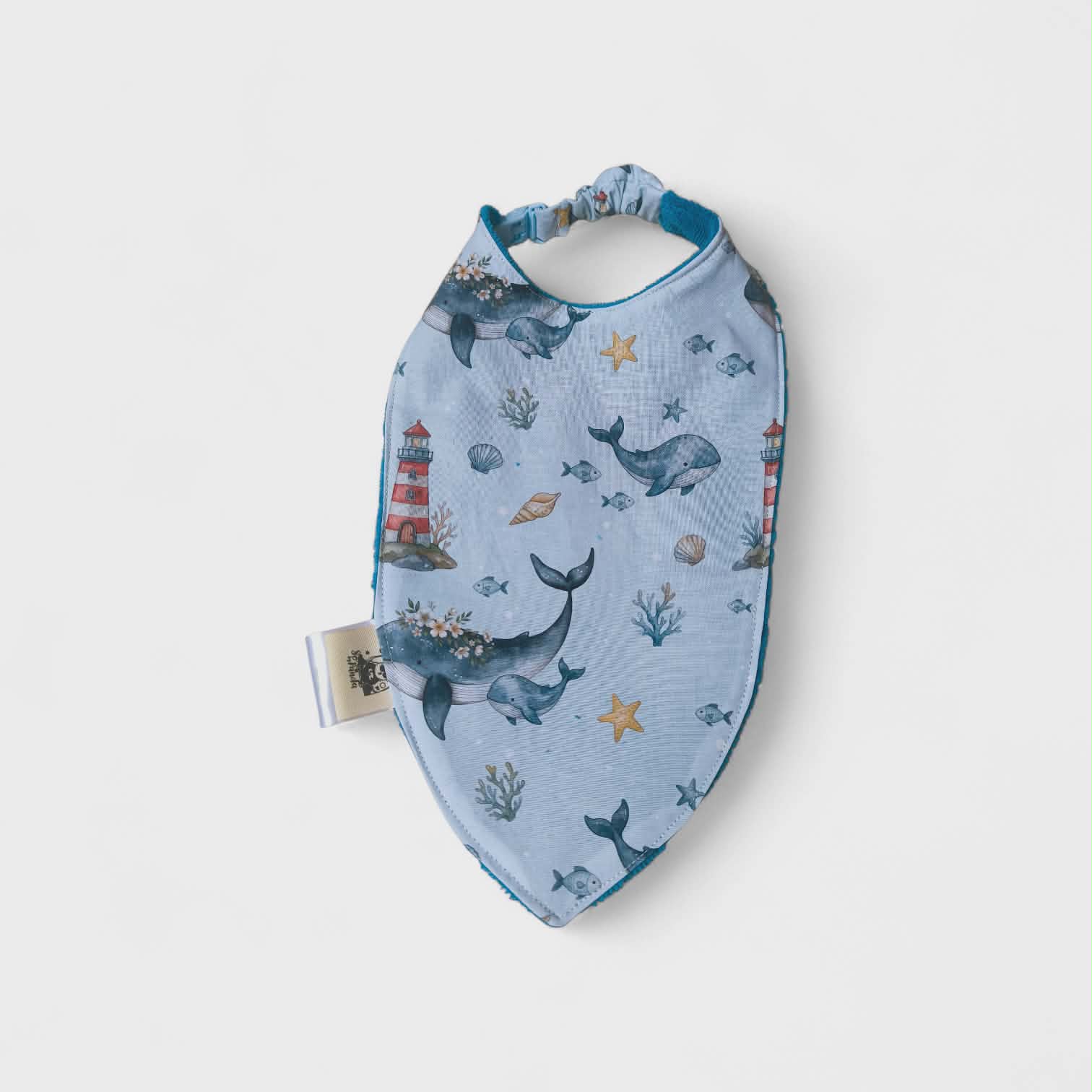 Bavoir bandana bébé – Collection Océan & Baleines – 6/12 mois