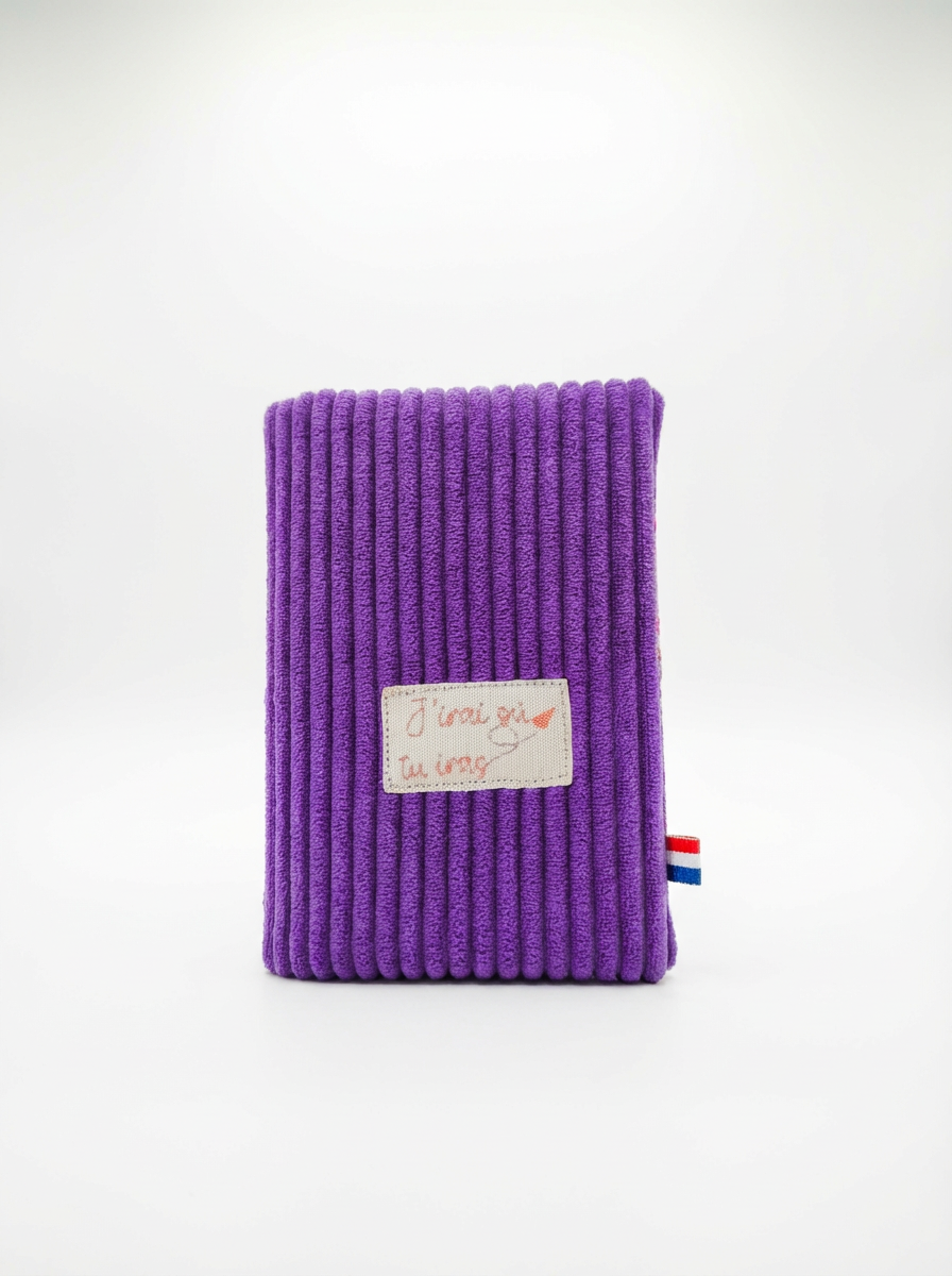 Protège-passeport en velours côtelé