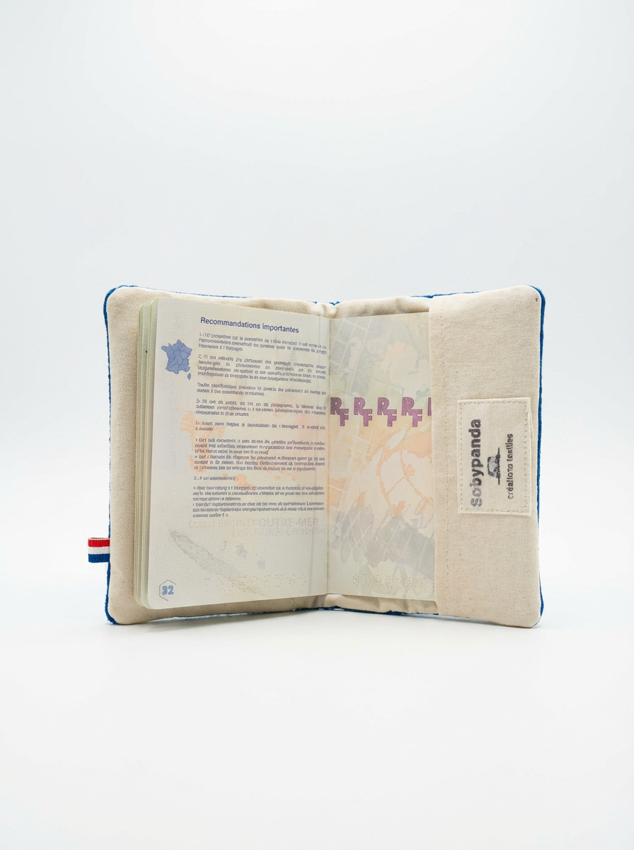 Protège-passeport en velours côtelé