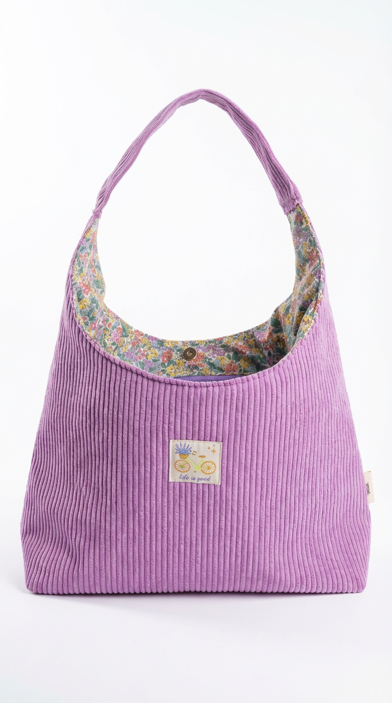 Hobo Bag en velours côtelé